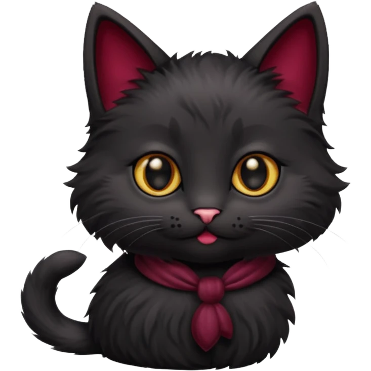 black kitten with a burgundy knot emoji