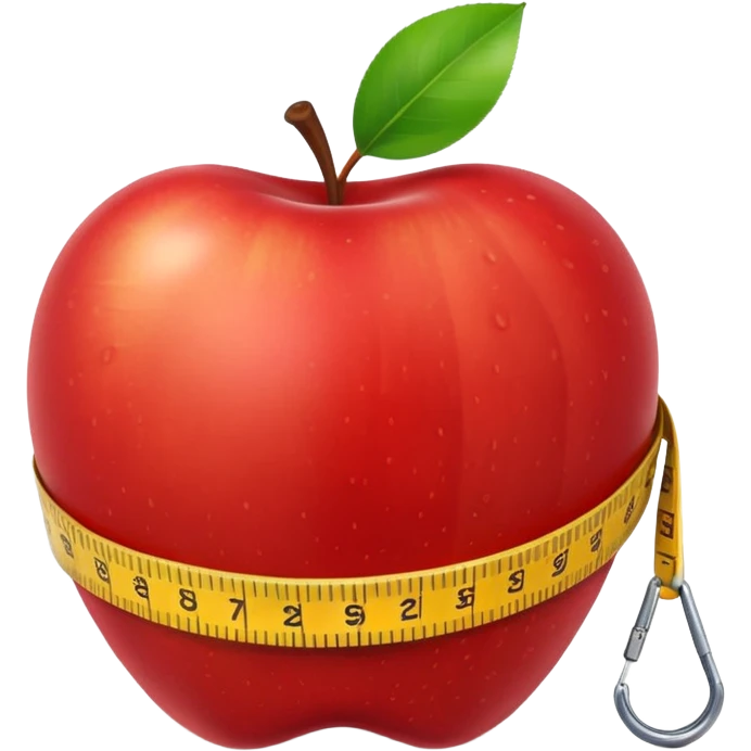 apple with a measuring tape emoji