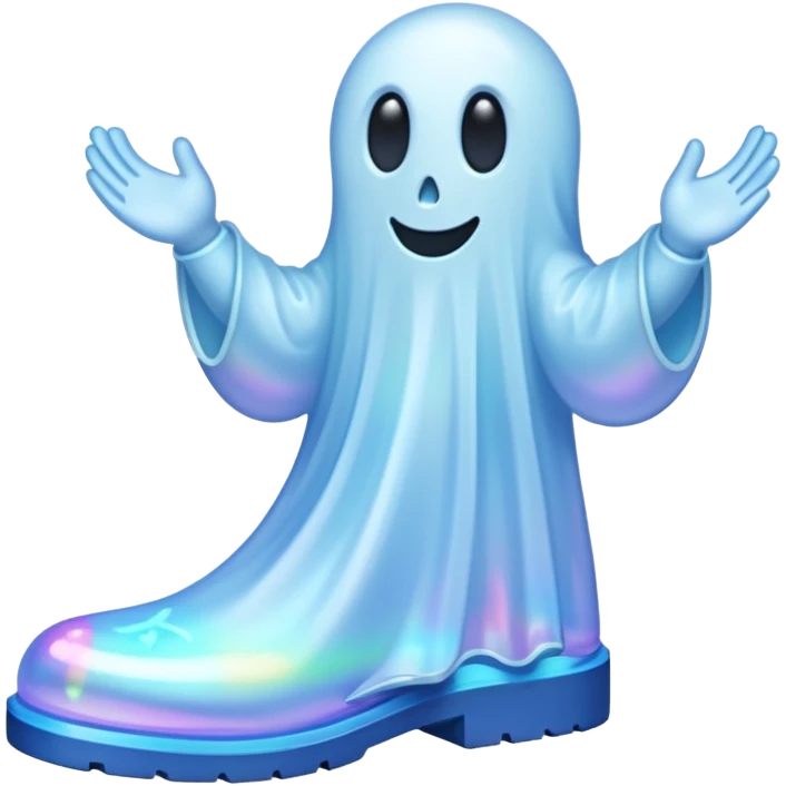 A holographic ghost with two boots emoji