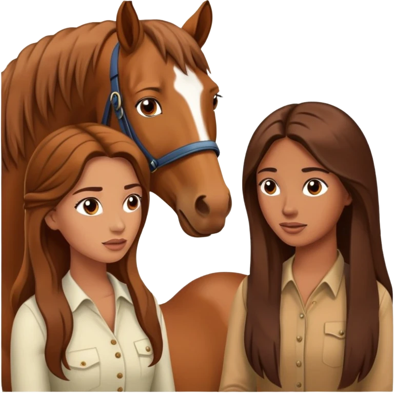 woman talking to another woman and a horse emoji