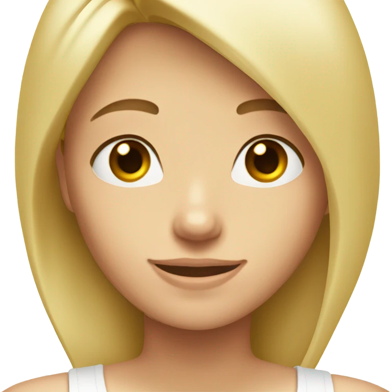 blondie teen with brown eyes, fair skin, slim, white tank top emoji