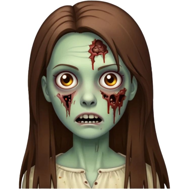 Zombie woman with straight brown long hair emoji