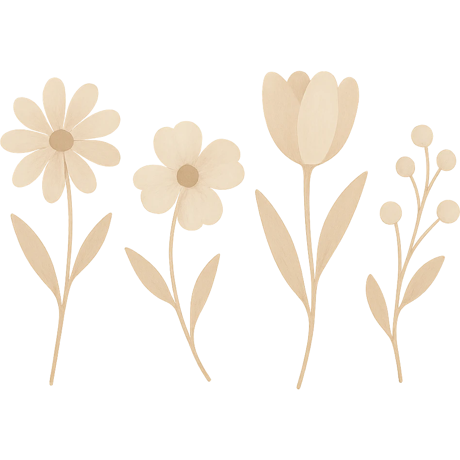 minimalist flowers in beige tones, vanilla girl style emoji
