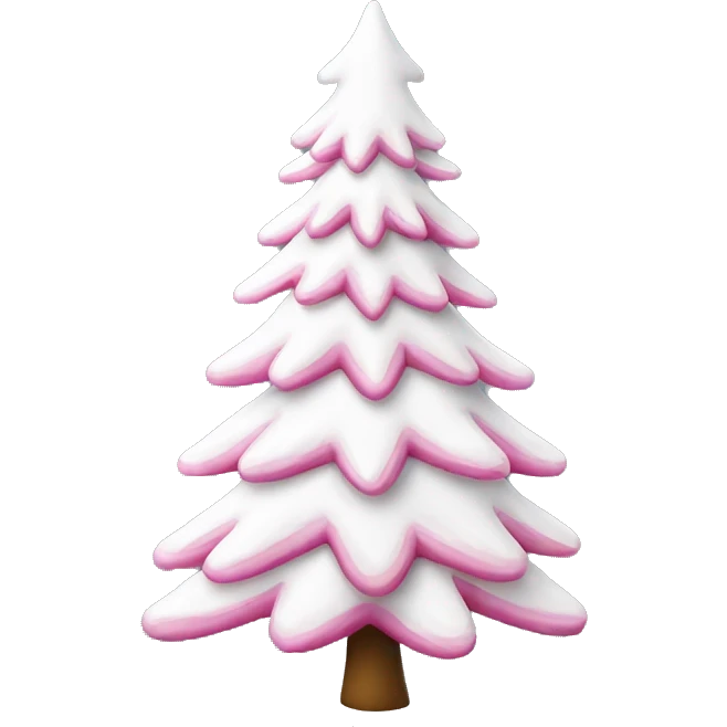 white and pink snowy christmas tree emoji