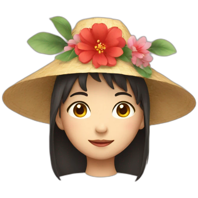 A Chinese boy with a flower hat emoji