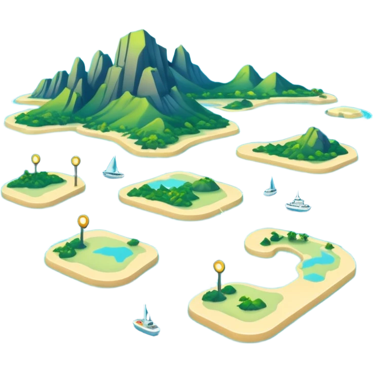 futuristic sea map with islands and a route  emoji