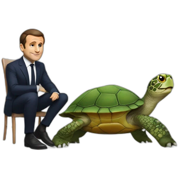 macron sur une tortue emoji