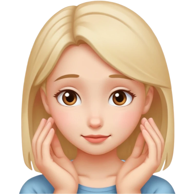 An emoji of a girl with a shy expression, blushing cheeks, slightly lowered head, and a small, awkward smile or hands near her face. emoji
