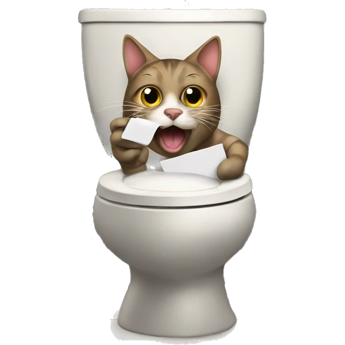 Cat on phone on the toilet  emoji