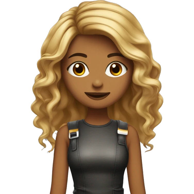 Chica tez trigeña con cabello de mechas color caramelo cabello mediano emoji