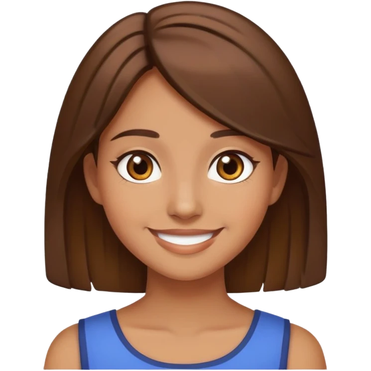 girl with brown hair to the shoulders, brown eyes, olive complexion, smiling emoji
