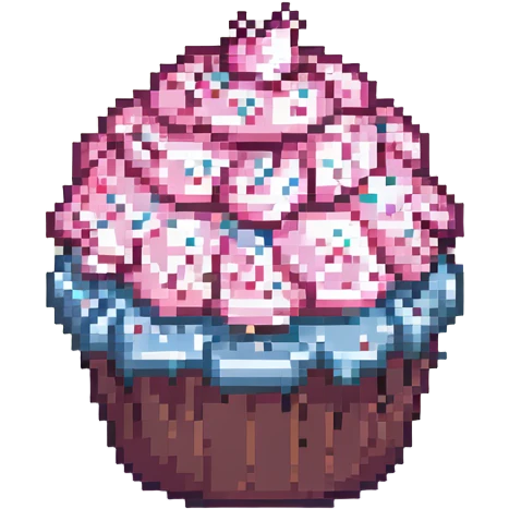 pixel art cupcake with pink icing emoji