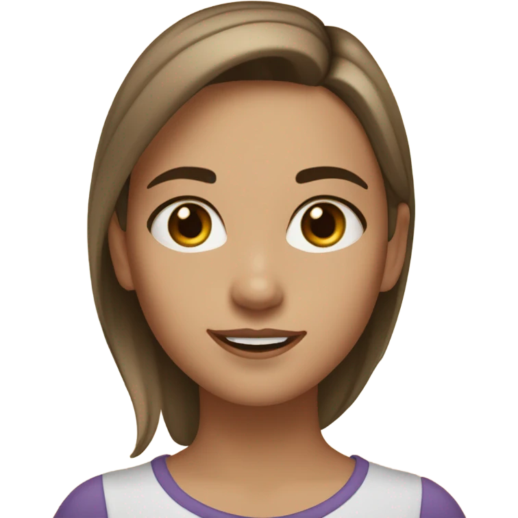 A fai skin girl with brown eyes and brown haie with highlights and thick eyebrows and one dimple on her cheek and long lashe emoji