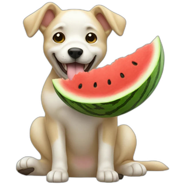 dog eating watermelon emoji