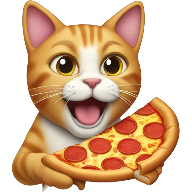 Cat eating pizza emoji