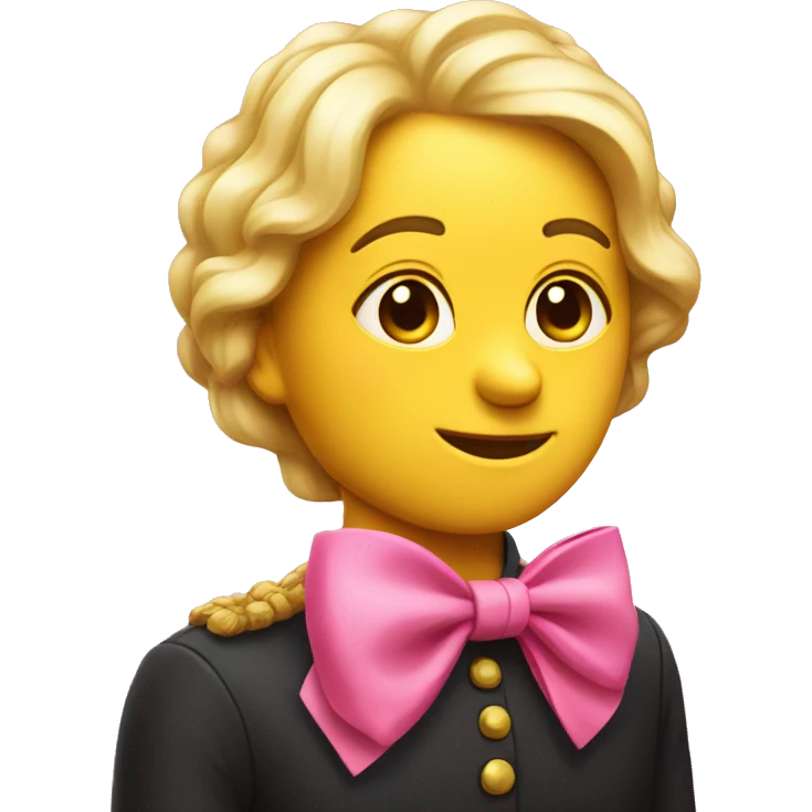 tradition yellow emoji with pink bow and side profile with side eye emoji