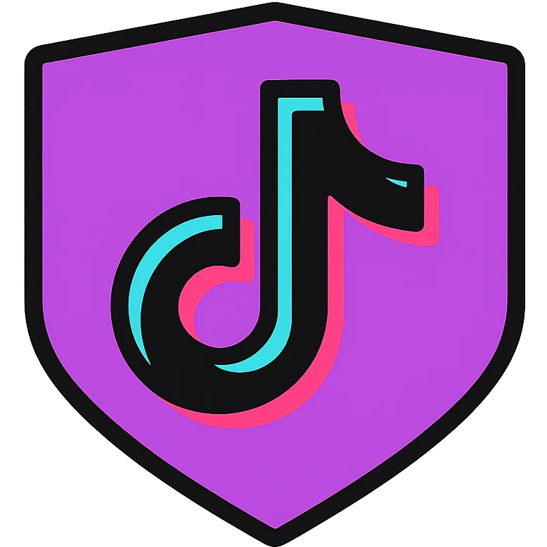 Discord role icon with a stylized T in TikTok colors black white cyan and pink, modern and clean, for Discord roles emoji
