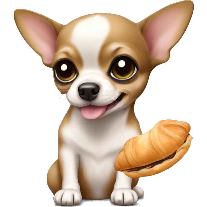 black and tan chihuahua puppy eating a croissant  emoji