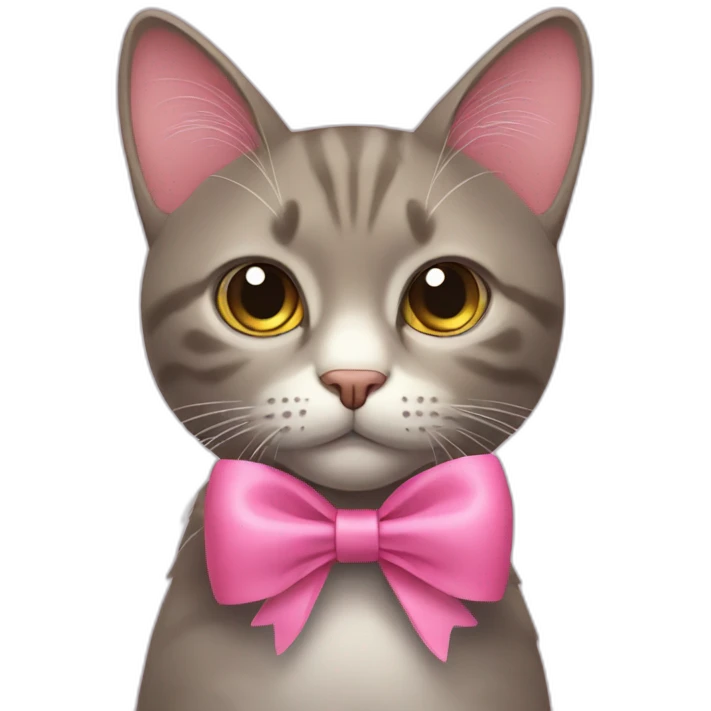 A cat with a pink bow emoji
