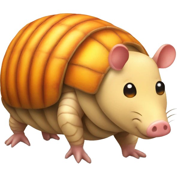 Yellow chubby round armadillo pig panda centipede with orange face armadillo emoji