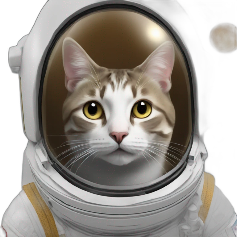 Elon Musk in the space in the moon in a cat emoji