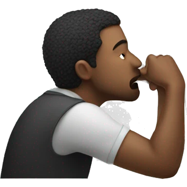 Man smelling white table emoji