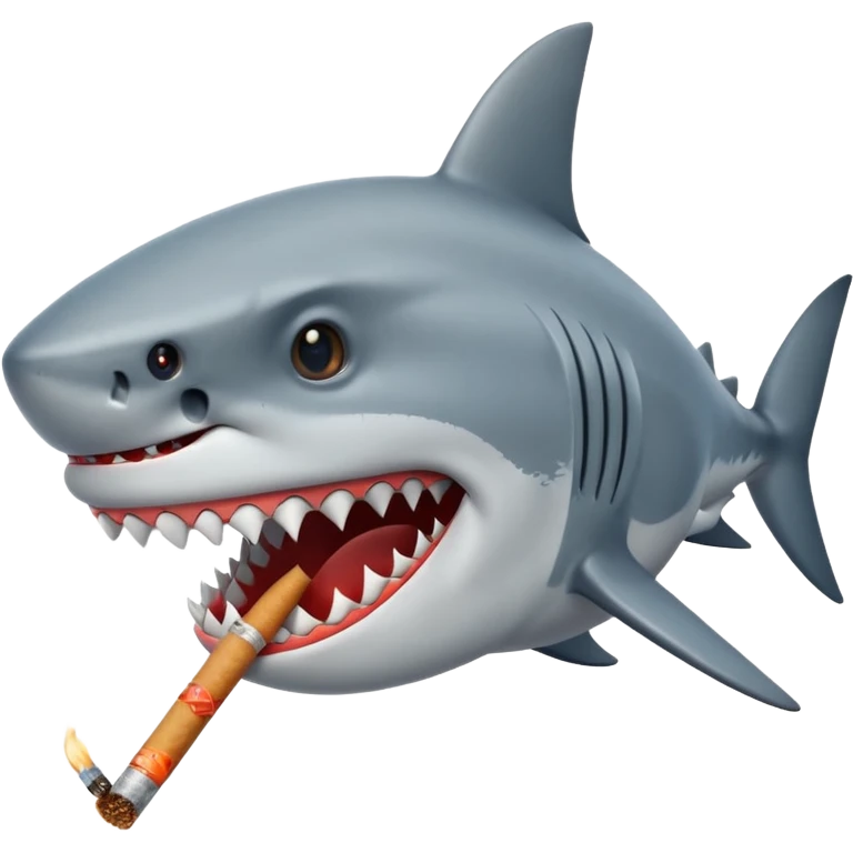 Shark face with a cigarette in its mouth emoji