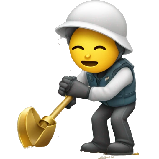 An emoji of a person using a metal detector to search for gold, focused and holding the detector close to the ground emoji