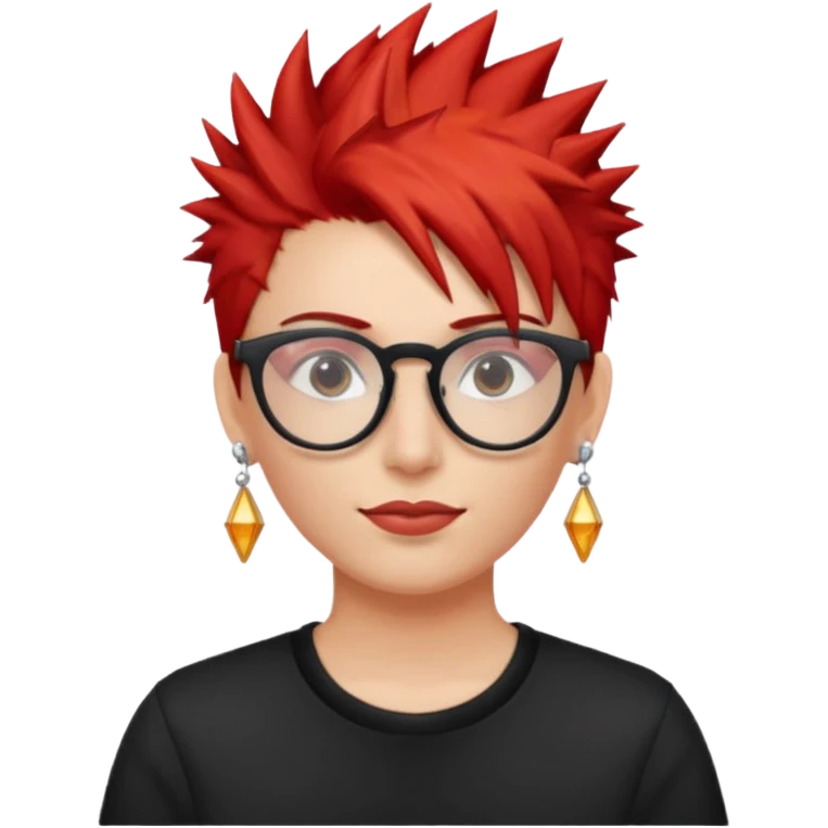 red spiky hair with glassess and earrings emoji