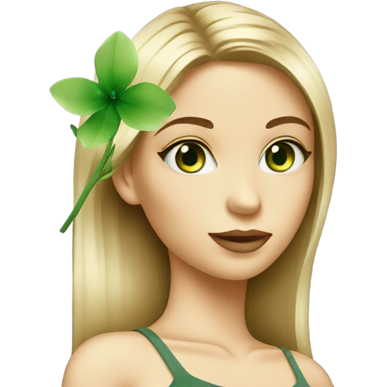 Green Eyed model with Flower emoji