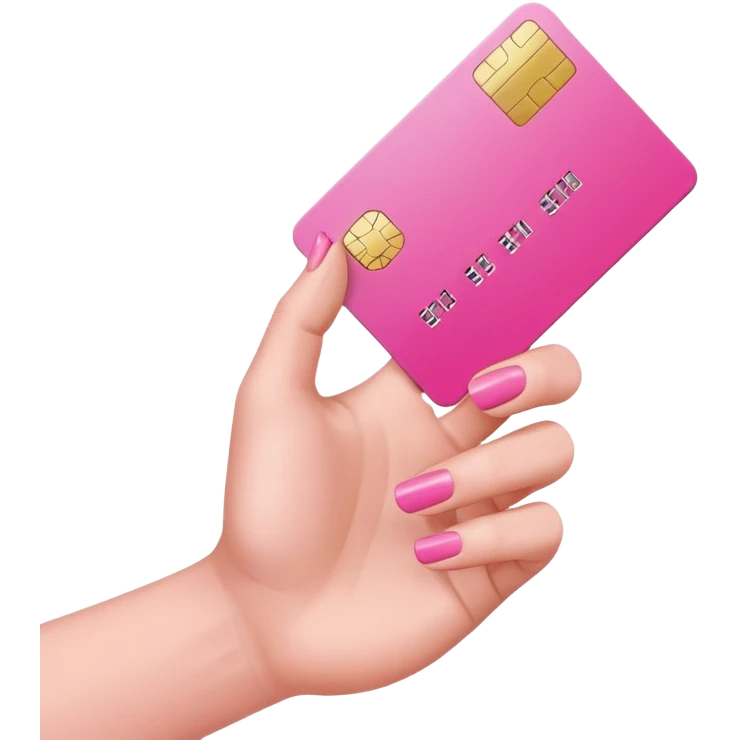 cree une main avec 5 doigts qui tien une carte de crédit 💳 rose emoji