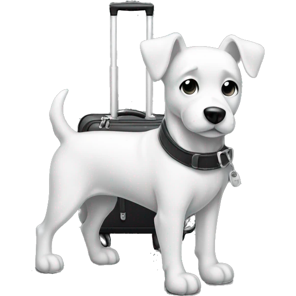 Mutt dog with suitcase black white  emoji