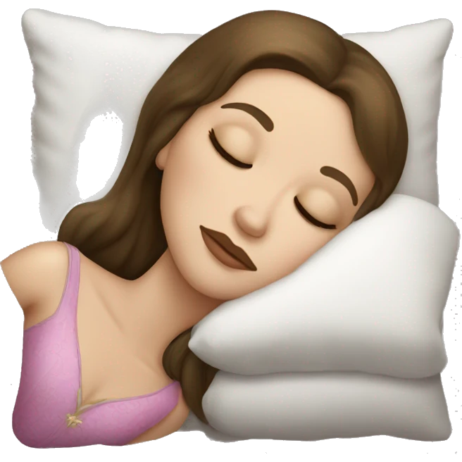 sleeping beauty brunette white girl with a silk pillow emoji