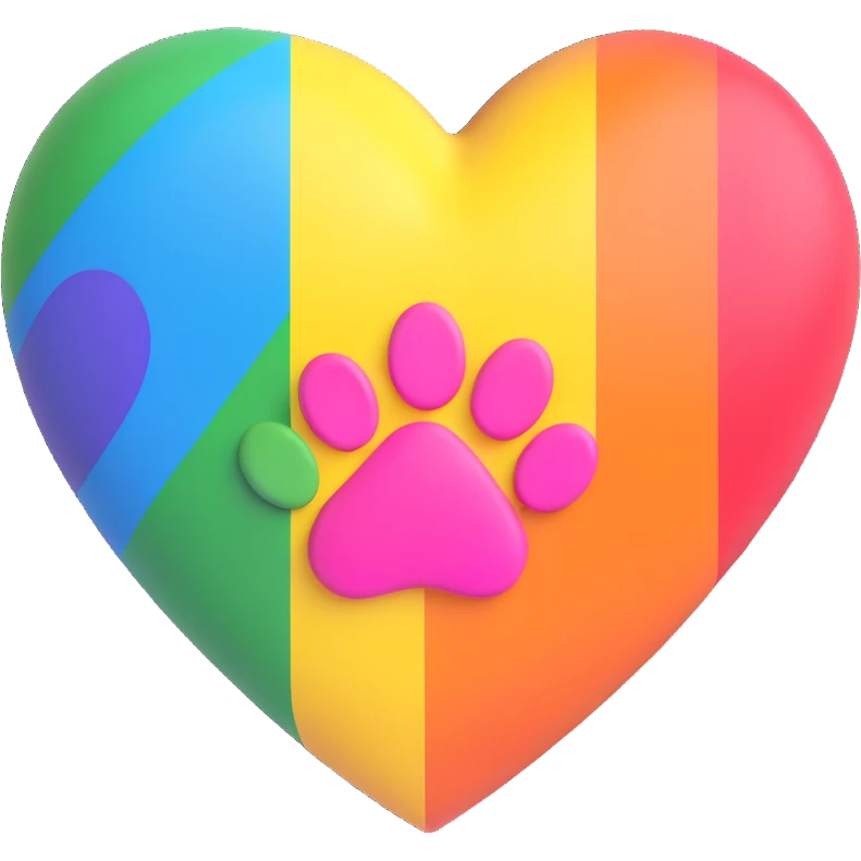 rainbow pride heart with a paw print on top, no text emoji