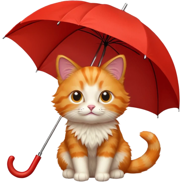 orange cat hold red umbrella emoji