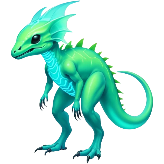 Tropical futuristic lush cool edgy neon Fionbri-Vernid-Elgyem-creature (full body) emoji
