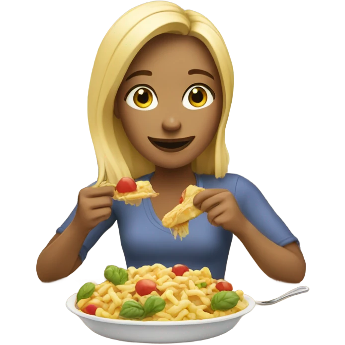 Blonde girl eating emoji