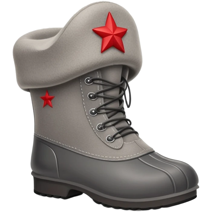 A cute traditional Russian felt boot (valenok) wearing a traditional Russian ushanka hat emoji