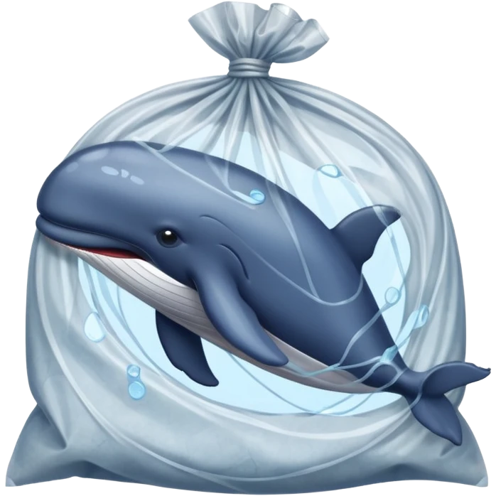 whale stuck in plastic waste bag emoji