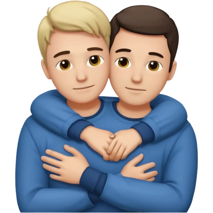 Two males hugging for comfort emoji