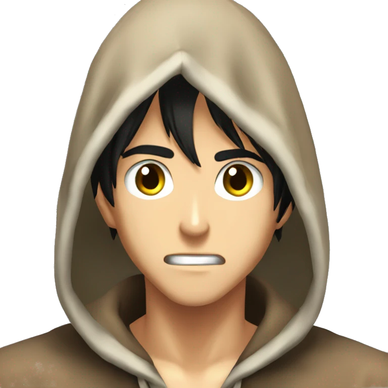 eren yeager in hooded glance emoji