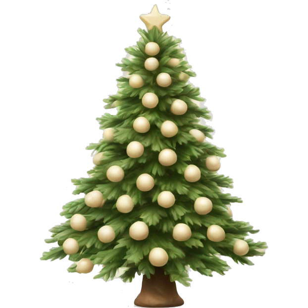 Realistic isolated cream color fir christmas tree   emoji