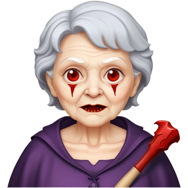 A granny with a bloody bat emoji