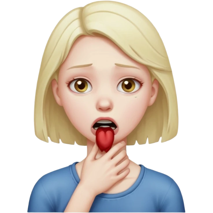 Girl choking them self dramatic  emoji
