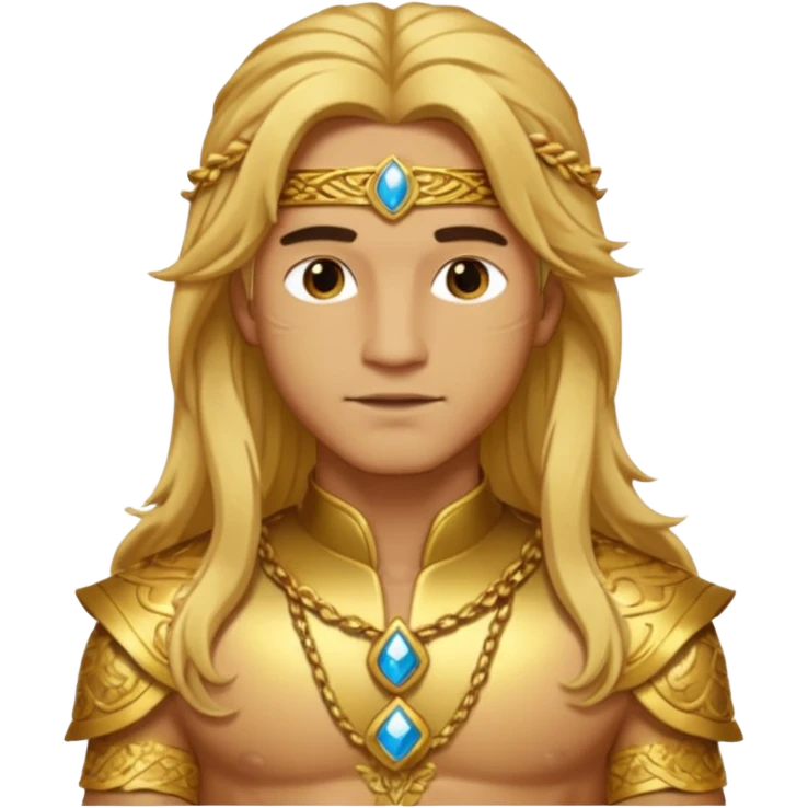 Adonis, Desire God from Rome Mythology with long golden blonde hair, gold outfit emoji