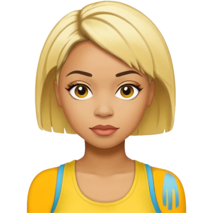 Tionne T-Boz Watkins short blonde hair, yellow tank top emoji