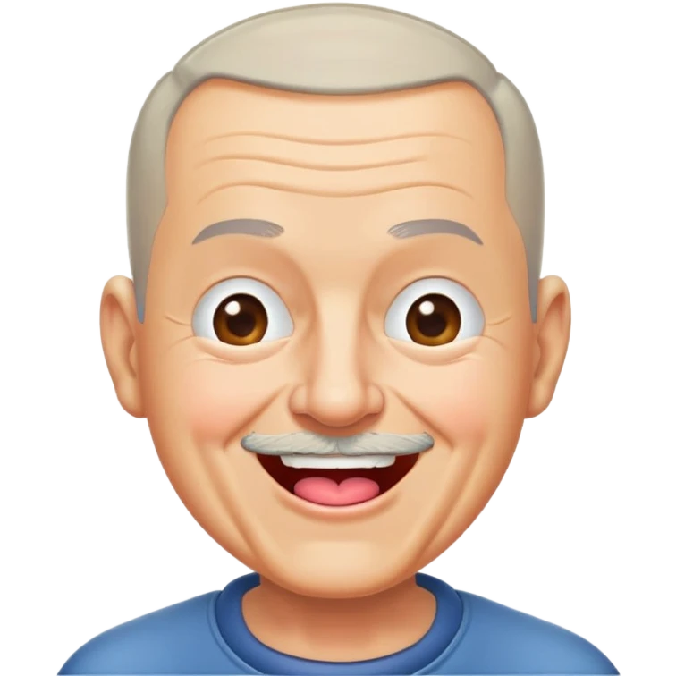 Nam, 70 tuổi, đầu đinh, nhắm 1 mắt, cười tươi, tounge out emoji