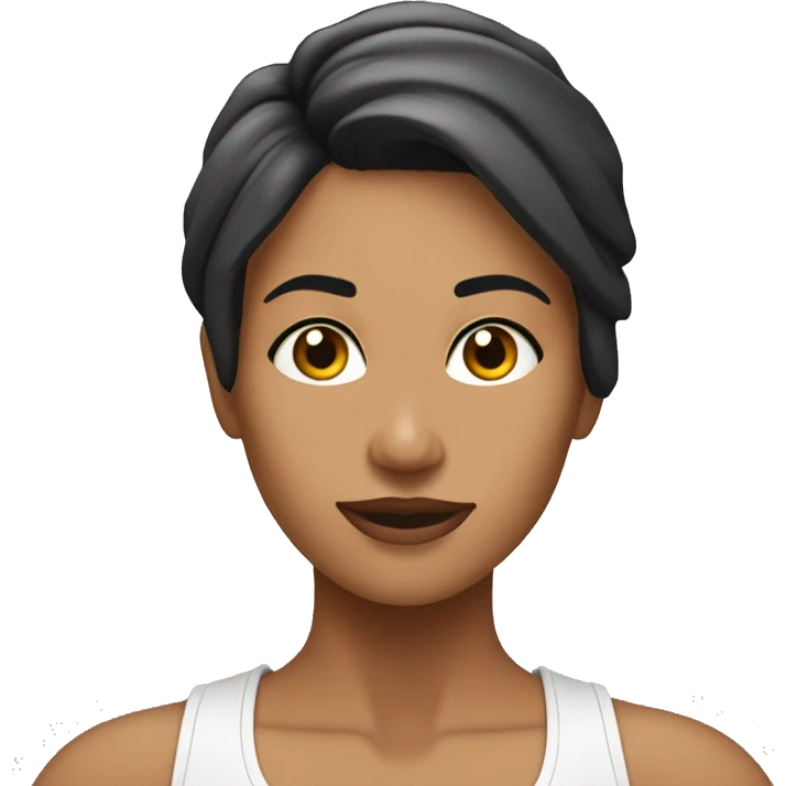 Mujer blanca cabello negro súper fitness emoji