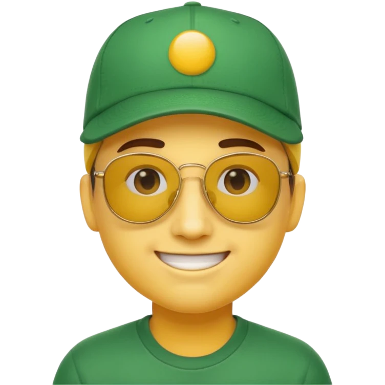 classic sunglasses emoji face with a green baseball cap emoji