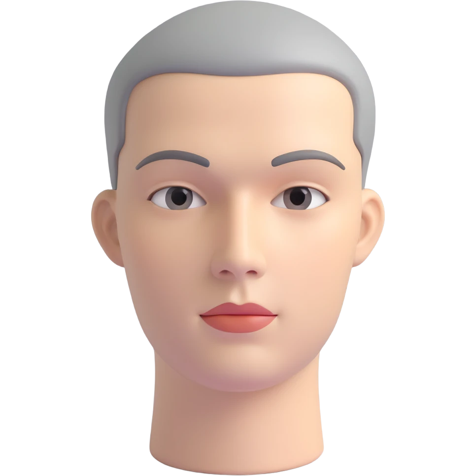grey mannequin face, neutral expression, 3D style, smooth and realistic emoji